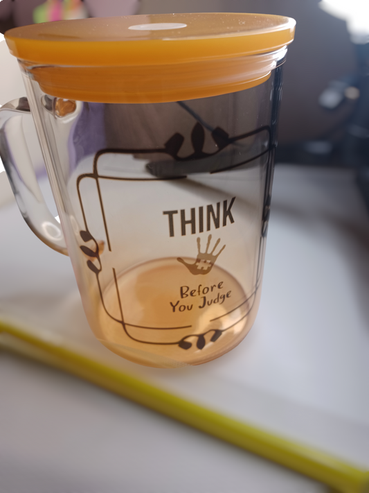 Glass Mug with lid & straw